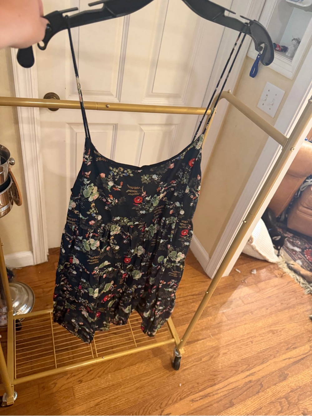 Alice + Olivia Black Floral Slip Dress